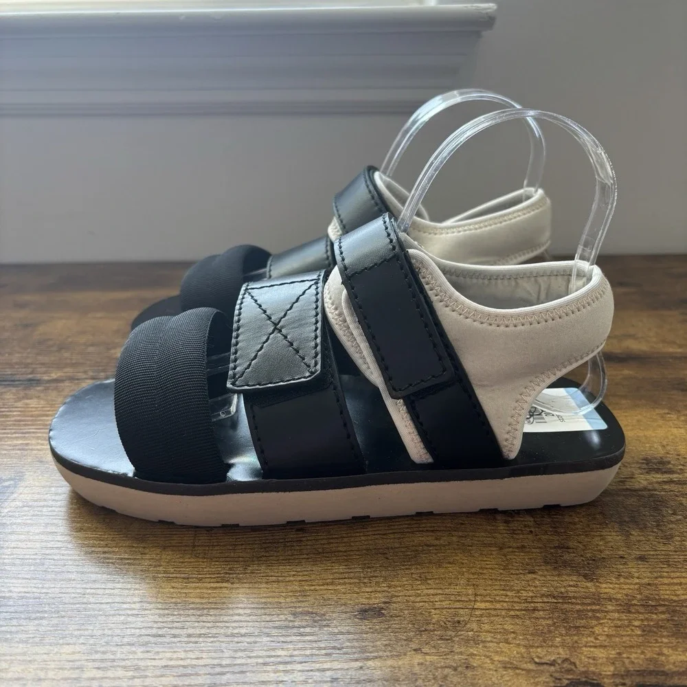 Proenza Schouler Womens Sandal 7 Black 37 Leather Neoprene Strappy Dad New‎